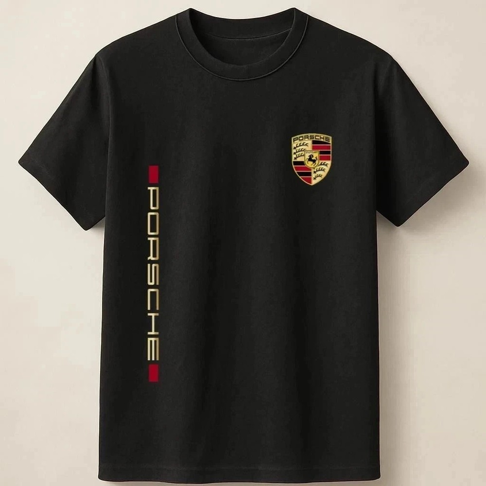 German Sports Car T-Shirt Luxury Motorsport Racing Graphic Tee Shield Crest