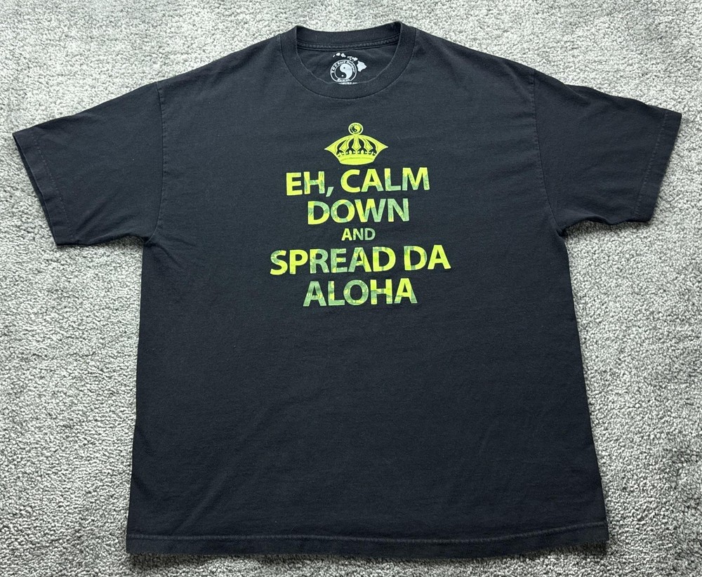 T&C Surf Designs Shirt Mens XL Black Spread Da Aloha Graphic Tee Tagless