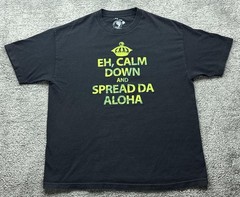 T&C Surf Designs Shirt Mens XL Black Spread Da Aloha Graphic Tee Tagless