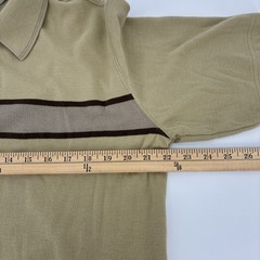 Vintage Quiksilver Polo Shirt Men Medium Beige Striped Ribbed Edition Surf Y2K