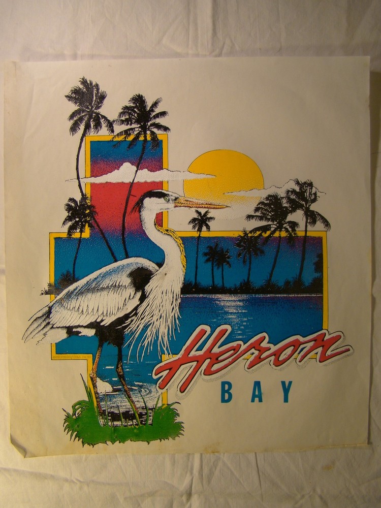Heron Bay Sun Set Palm Trees 14″ X 13″ T Shirt Iron On Heat Thermal Transfer