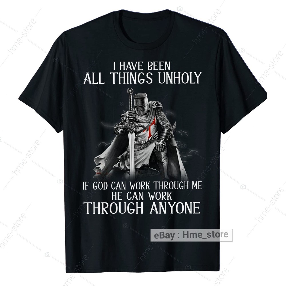 Christian Knight Templar T-Shirt Warrior Of God Can Work Through Me Crusader Tee