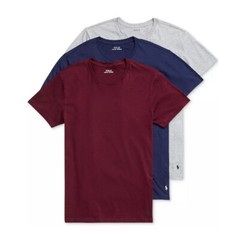 Polo Ralph Lauren Men’s Burgundy-Navy-Gray Classic Fit Crew-Neck 3 Pack T-Shirts
