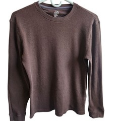 John Ashford Unisex Trending Rich Brown Waffle Knit Thermal L S Tee-Layering-S