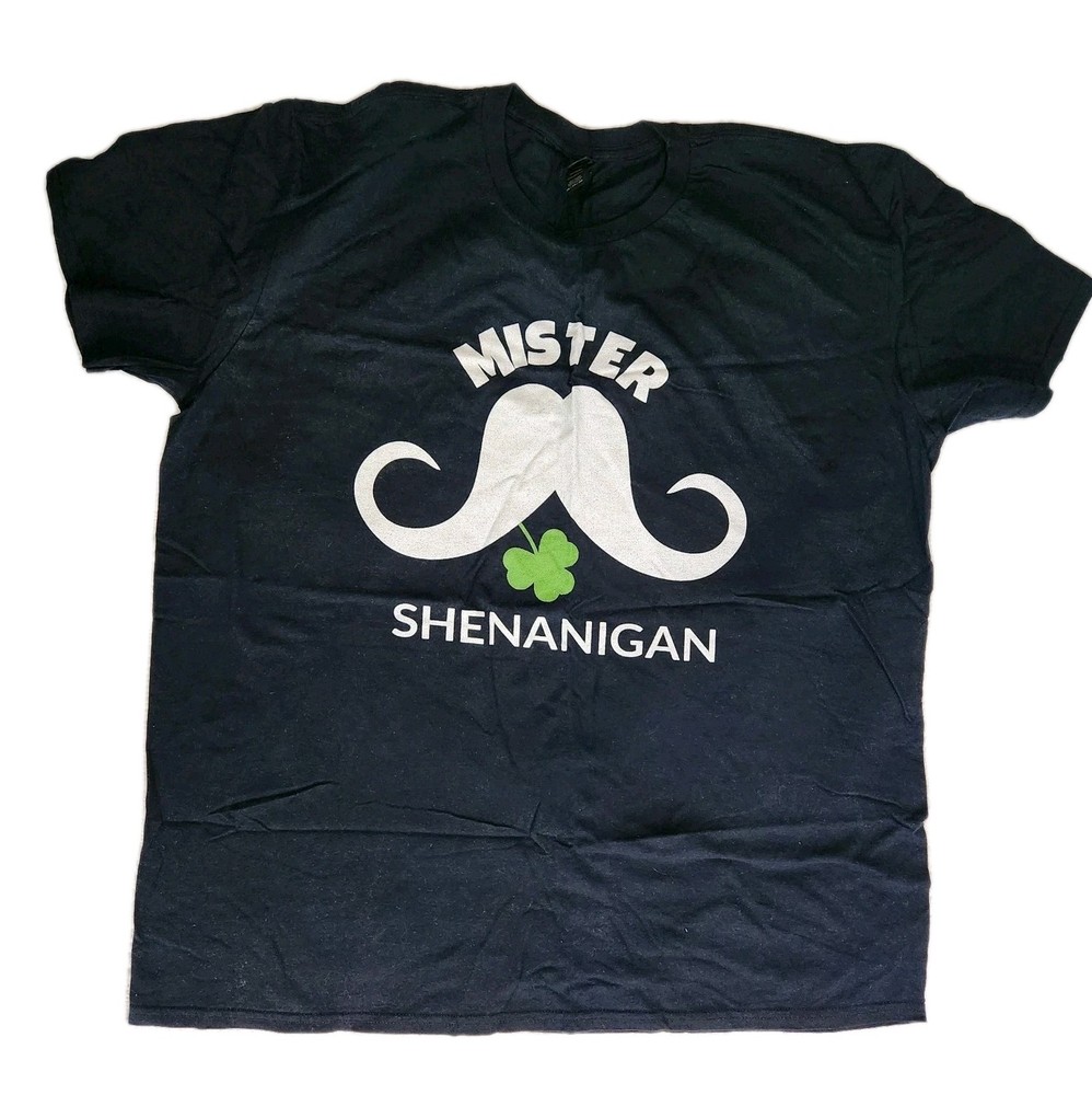 Anvil T Shirt Mens 2XL Black MISTER SHENANIGAN Cloverleaf St Patrick’s Day
