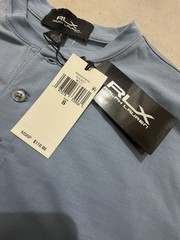 NEW RLX Golf Ralph Lauren Mens Light Blue Long Sleeve Henley Shirt Small S NWT