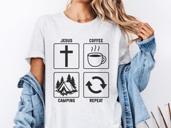 Jesus Coffee Camping Repeat Comfort Tee