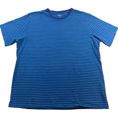 Lands’ End Men’s Supima Cotton T-Shirt Blue Striped Short Sleeve XL Casual