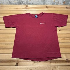 Vintage 90s Champion Script Embroidered Logo Single Stich T-Shirt USA Made Large