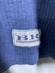 Banana Republic Shirt Mens Large Blue Ribbed Stretch Long Sleeve Vintage Henley