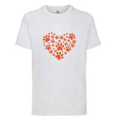 Dog Paw Print Heart Humour Novelty T Shirt Various Colours And Sizes