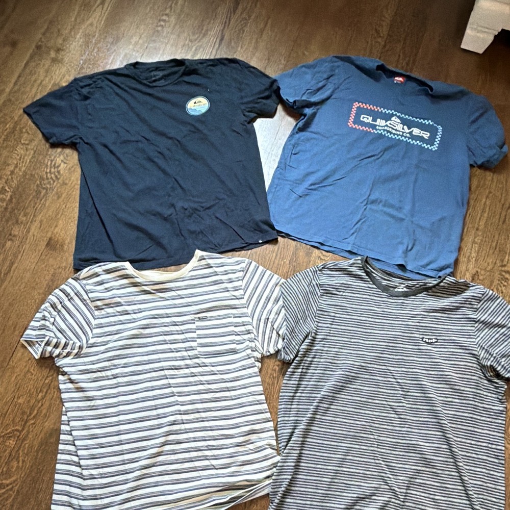 Lot of 4: 2 Quiksilver and 2 Volcom Surfing T-Shirts