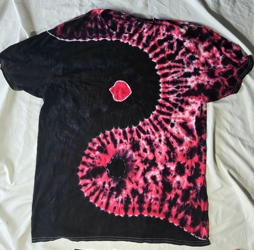 Gildan Unique Hot Pink Black Yin Yang T-shirt Adult Large Free Shipping