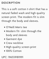 O’Neill Above & Below Tee, SU3118704 Solid Blue With Logo, Men’s Large Size.