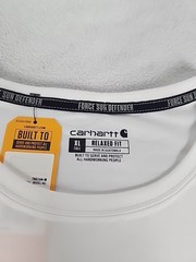 Carhartt Force Sun Defender Relaxed Long Sleeve T-Shirt Mens XL Tall White UPF50