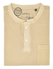 Marvelis Men’s Polo Shirt Modern Fit Stand Collar Solid Beige