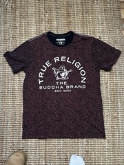 TRUE RELIGION Black Red BUDDHA Short Sleeve Designer T-shirt