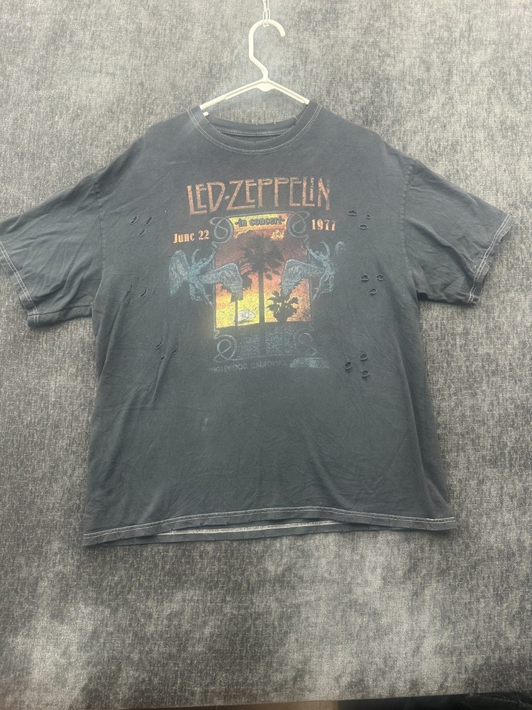 Led Zeppelin In Concert 22 June 1977 California T Shirt Mens Large Gray Graphic