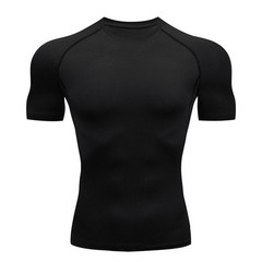 Quick Dry Round Neck Tight Top for Men Polyester for Gym Running Outdoor