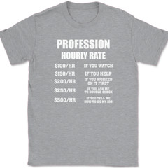 CUSTOM Profession Hourly Rate T-Shirt Funny Your Profession Here Text Tee
