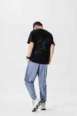 MFCT Japanese Streetwear Tee Cotton Phoenix Embroidered Graphic T-shirt for Men
