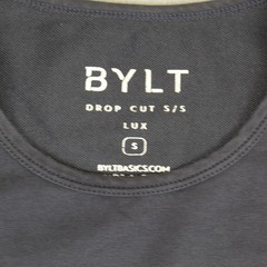 BYLT Shirt Mens Small Navy Drop Cut S/S Lux Curved Hem Premium Stretch Tee