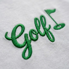 Embroidered Golf Text Cotton T-Shirt – Trendy Casual Short Sleeve Everyday Wear