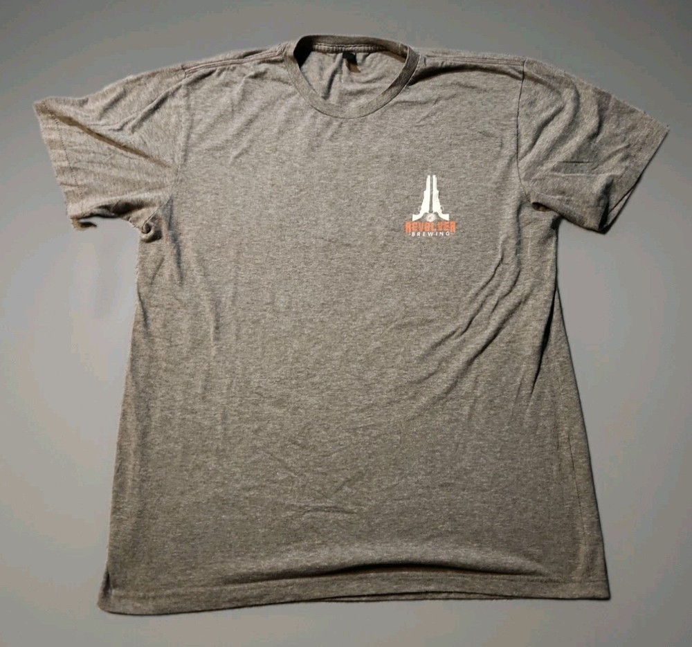 Revolver Micro-Brewery Graphic Craft Beer Logo Gray T-shirt Mens XL