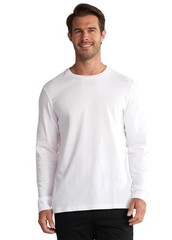 Mens Cotton Crewneck Long Sleeve T-Shirt Sz 2XL, 3XL, 2XLT, 3XLT Pullover White