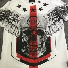 PHILIPP PLEIN INDIAN T-SHIRT PHILIP SKULL RHINESTONE SKULL POLO T-SHIRT