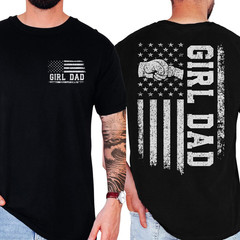 Girl Dad Cool Dads Club Patriotic American Flag Father’s Day T-Shirt