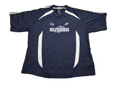 AELFRIC EDEN MEN (NWT) CONTRAST COLOR STRIPE SOCCER JERSEY SHIRT SZ L BLUE/WHITE
