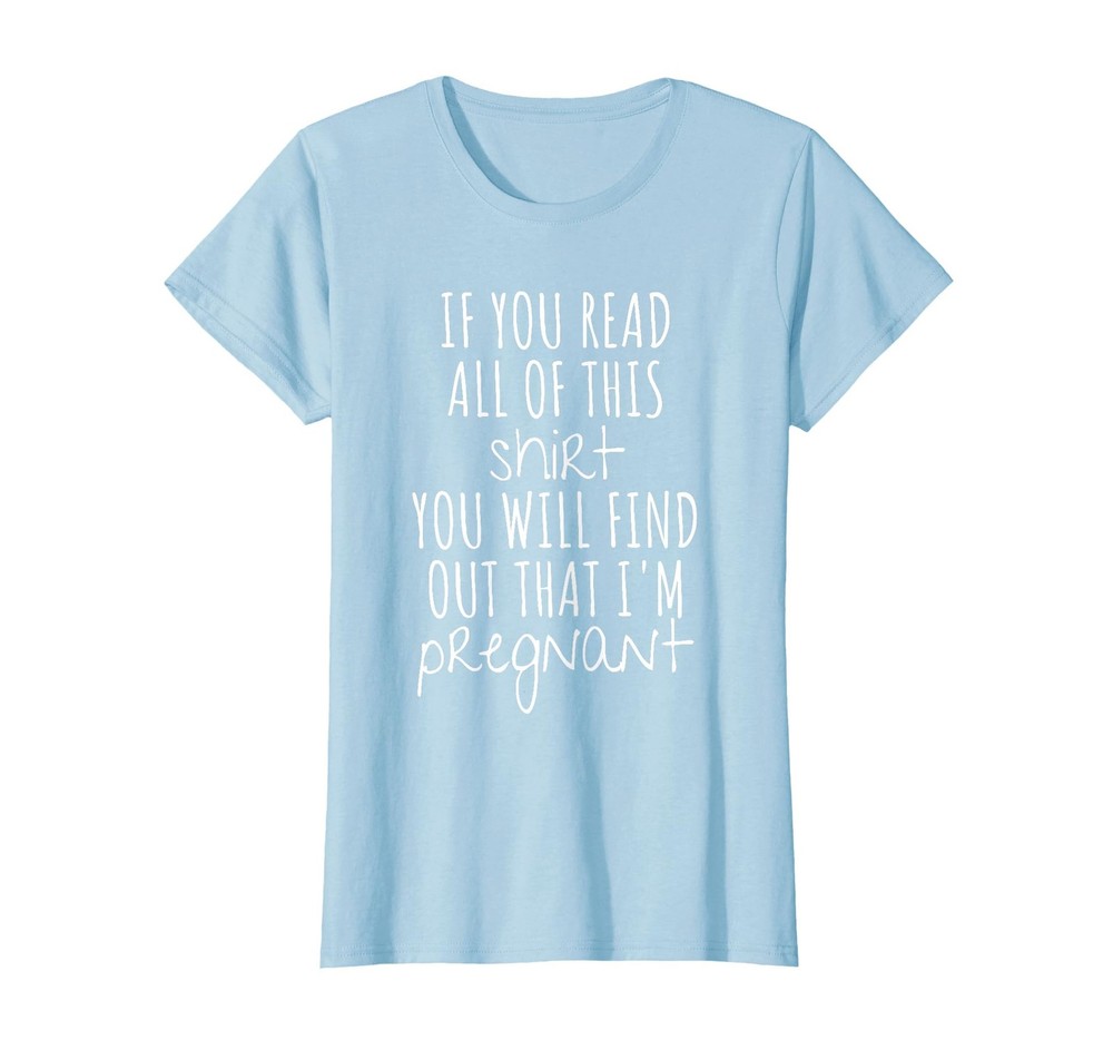 Surprise Pregnancy Reveal T-Shirt for Women, Baby Blue, X-Large Funny Tee