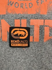 Ecko Unltd Shirt Mens Large Gray Marled Short Sleeve Hoodie Graphic EO12K821