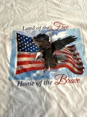 Patriotic Eagle American Flag T-shirt Land Of The Free Home Of The Brave White T