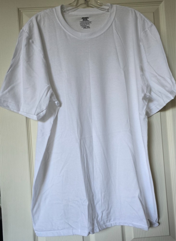 New Jockey Men’s White T-Shirt Undershirt All Cotton Stretch Crew Neck Size XL