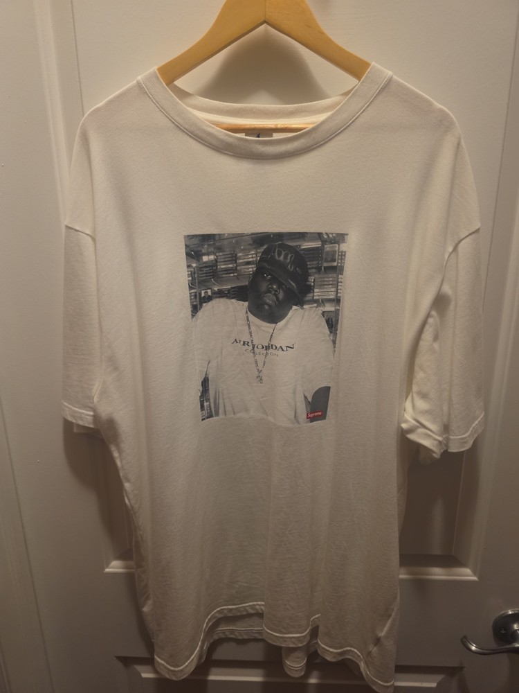 Supreme x Air Jordan Biggie Smalls Mens T Shirt White Sz XL Graphic Print