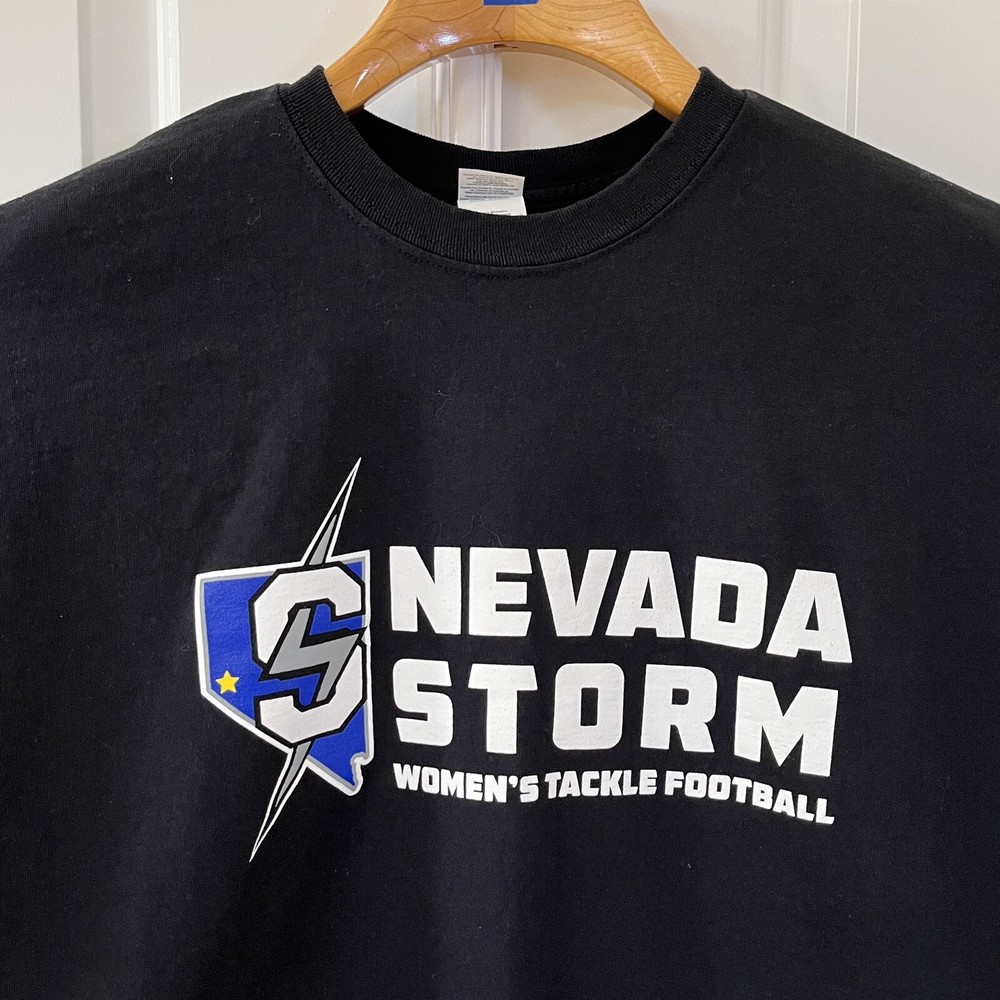 Nevada Strom Women’s Tackle Football Shirt Adult 2XL Blue 2 Side Graphic Mens