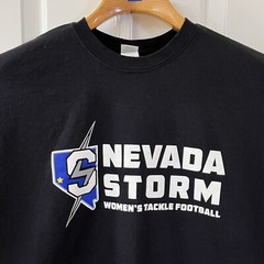 Nevada Strom Women’s Tackle Football Shirt Adult 2XL Blue 2 Side Graphic Mens