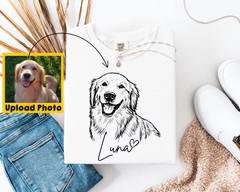 Custom Dog Portrait Photo Comfort Tee Personalized Pet Memorial Shirt Gift