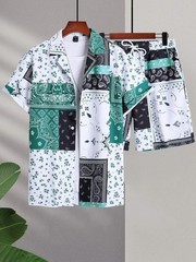 Men Summer Outfit 2-Piece Set Short Sleeve T-Shirt and Shorts Sweatsuit Set