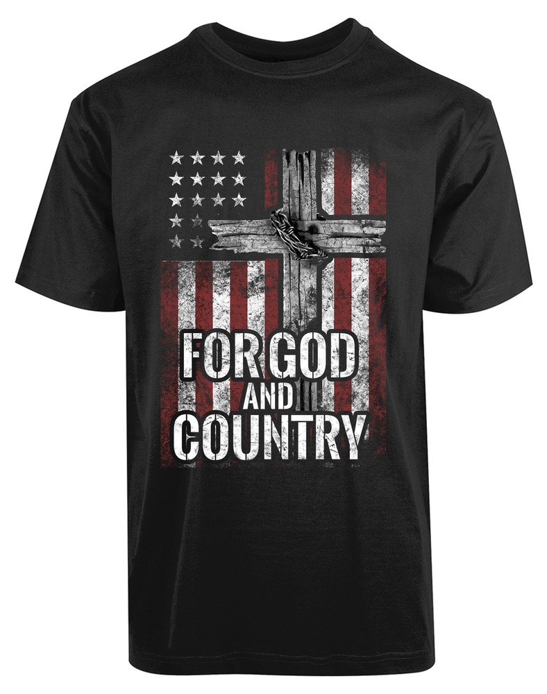 American USA Flag For God and Country New Men’s Shirt Jesus Love Cross Religious
