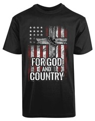 American USA Flag For God and Country New Men’s Shirt Jesus Love Cross Religious