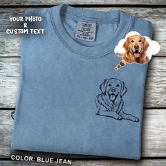 Custom Dog Portrait Photo Sketch Comfort Tee Personalized Pet Art Gift Shirt