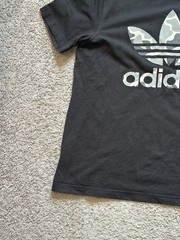 adidas Originals Mens Black Camo Trefoil Graphic Logo Tee Crew Neck Size M
