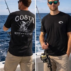 Costa Del Mar Black Born On The Water Marlin T-Shirt & Decal Men’s Medium