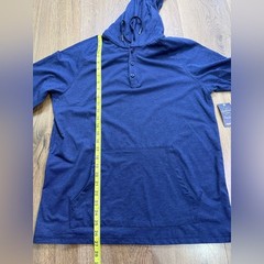 NWT Flag & Anthem MadeFlex Hoodie Blue Henley Pullover Stretch Mens Medium