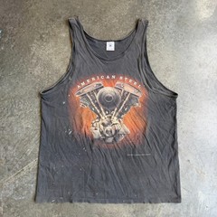 Vintage Harley Davidson Tank Top 3D Emblem Biker Rare Distressed Faded Mens L