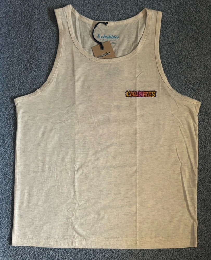 Chubbies Men’s The Wind Slammer Tank Top Graphic Sunset Waves Shirt New NWT