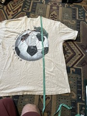 Vintage T Shirt 1995 Soccer Graphic Print Men’s XL Cream Cotton World Cup